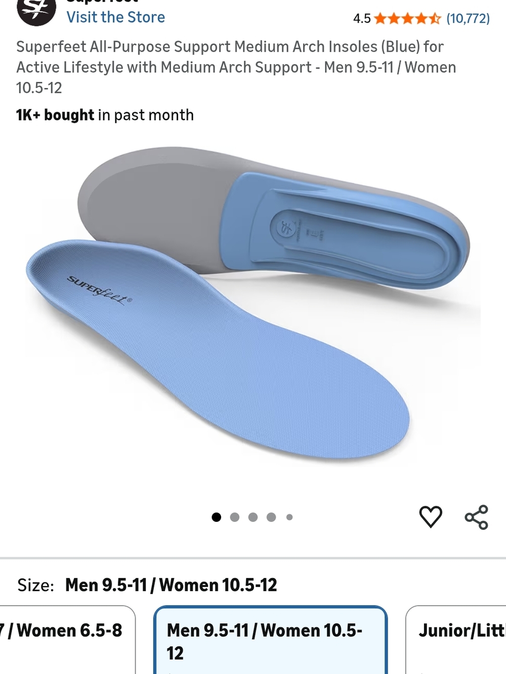 Superfeet All-Purpose Support Medium Arch Insoles (Blue) for Active Lifestyle wi